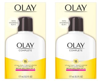 Olay Face Moisturizer Complete Lotion All Day Daily Facial Moisturizing Lotion SPF 15 for Normal Skin and Hydration, Oil-Free Non-Greasy, 6 Fl Oz (Pack of 2)