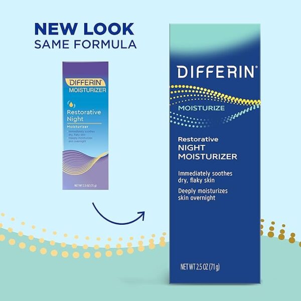 Differin Night Cream with Hyaluronic Acid, Restorative Night Moisturizer by the Makers of Differin Gel, Gentle Skin Care for Acne Prone Sensitive Skin, 2.5 oz - Image 2