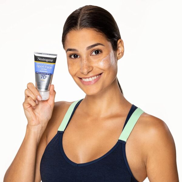 Neutrogena Sport Face Sunscreen SPF 70+, Oil-Free Facial Sunscreen Lotion with Broad Spectrum UVA/UVB Sun Protection, - Image 3