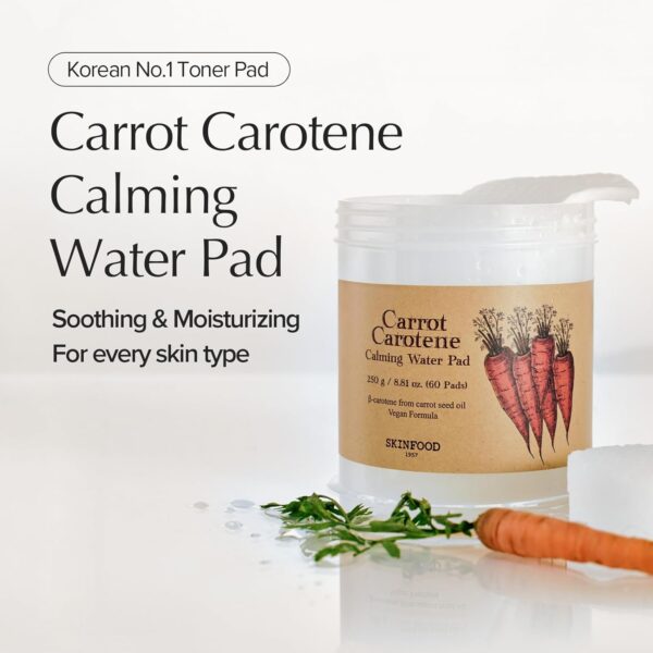 SKINFOOD Carrot Carotene Calming Water Pad 250g (8.81 oz.) 60 Sheets - Image 2