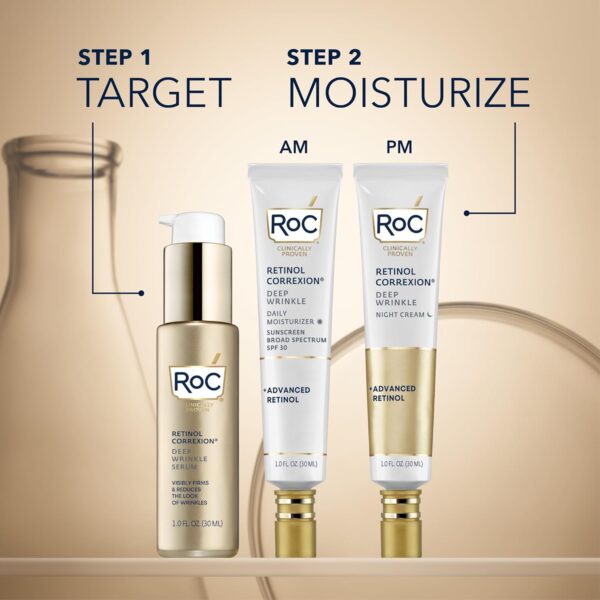 RoC Retinol Correxion Deep Wrinkle Daily Face Moisturizer with Sunscreen SPF 30, Skin Care Treatment for Fine Lines, Dark Spots, Post-Acne Scars, 1 Ounce - Image 5