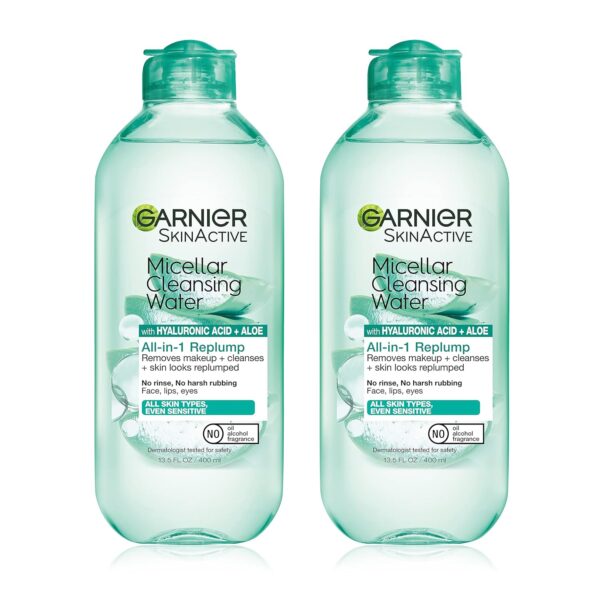 Garnier Micellar Water with Hyaluronic Acid, Facial Cleanser & Makeup Remover,
