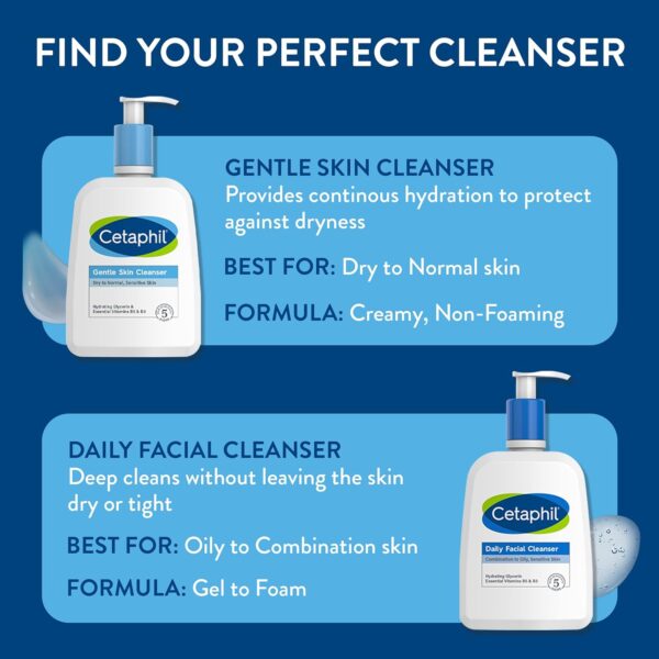 Cetaphil Oil Free Gentle Foaming Cleanser For Dry to Normal, Sensitive Skin, - Image 3