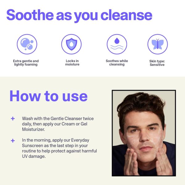 Gentle Cleanser, Lightly Foaming Gel Face Wash, Sensitive Skin Care, Fragrance Free, 5.07 fl oz - Image 3