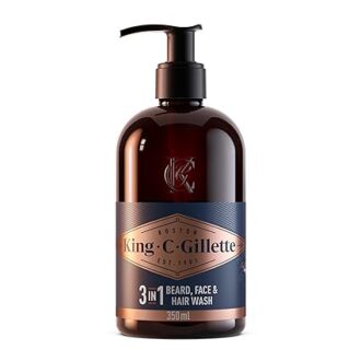 King C. Gillette Beard Wash, Mens Face Wash, 11 oz, Infused with Argan Oil and Avocado Oil to Cleanse Hair and Skin