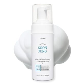 ETUDE SoonJung pH 6.5 Whip Facial Cleanser 5.1 fl. oz. (150ml) 21AD | Soft Bubble Fragrance-Free Low-pH Korean Hydrating Cleansing Wash for Sensitive Skin