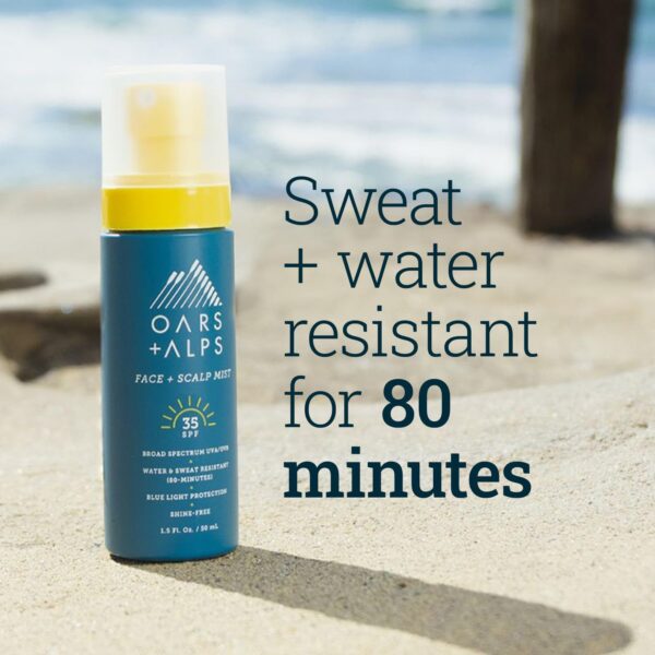 Oars + Alps Face and Scalp Mist SPF 35 Sunscreen, Protects from Blue Light, Summer Splash Scent, Water and Sweat Resistant, Travel Size, 1.5 Fl Oz - Image 2