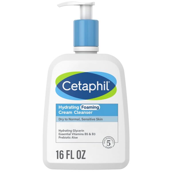 Cetaphil Cream to Foam Face Wash, Hydrating Foaming Cream Cleanser, 16 oz,