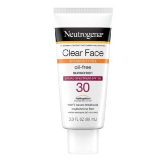 Neutrogena Clear Face Liquid Sunscreen for Acne-Prone Skin, Broad Spectrum SPF 30 Sunscreen