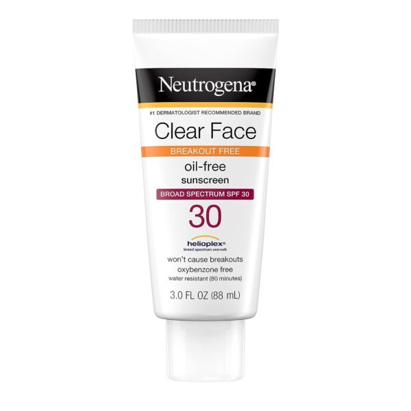 Neutrogena Clear Face Liquid Sunscreen for Acne-Prone Skin, Broad Spectrum SPF 30 Sunscreen