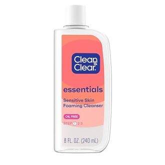 Clean & Clear Essentials Foaming Facial Cleanser, Oil-Free Daily Face Wash with Glycerin to Remove Acne Breakout-Causing Dirt, O