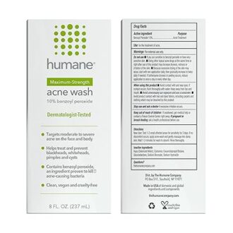 humane Maximum-Strength Acne Wash - 10% Benzoyl Peroxide Acne Treatment for Face, Skin, Butt,