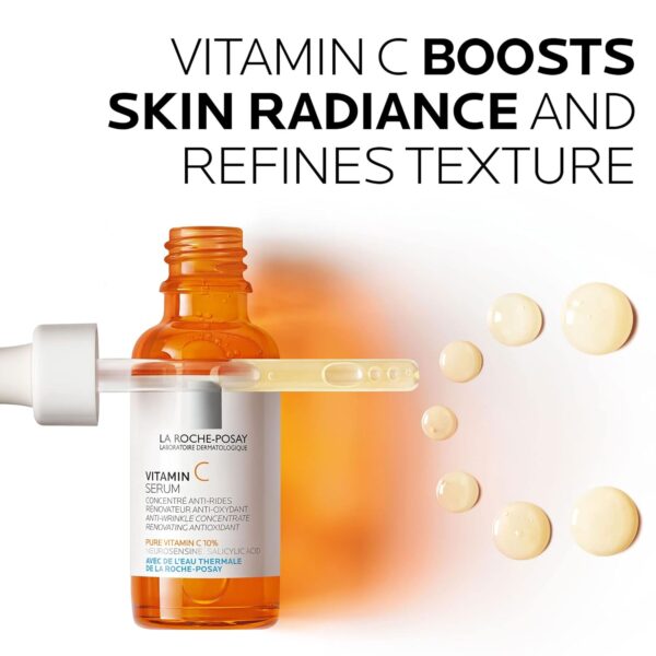 La Roche-Posay Pure Vitamin C Face Serum with Hyaluronic Acid & Salicylic Acid, Anti Aging Face Serum for Wrinkles & Uneven Skin - Image 2