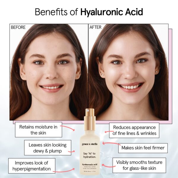 Grace & Stella Hyaluronic Acid Serum for Face - 50ml, Anti-Aging Serum with Hydrating and Brightening Properties, Vegan and Paraben-Free - Image 2