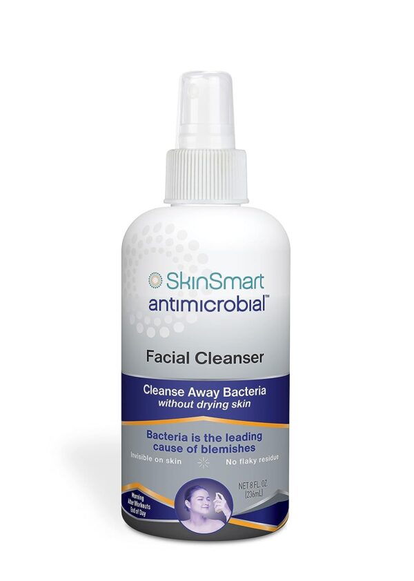 SkinSmart Facial Cleanser for Acne, Targets Bacteria for Active Teenage Athletes Post Workout and Adult Acne, 8 oz