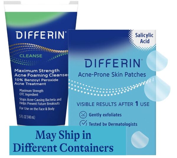 Differin Acne Face Wash with 10% Benzoyl Peroxide, Maximum Strength OTC Acne Foaming Cleanser, Fast Acting Acne Treatment for Face and Body, 5 oz - Image 2