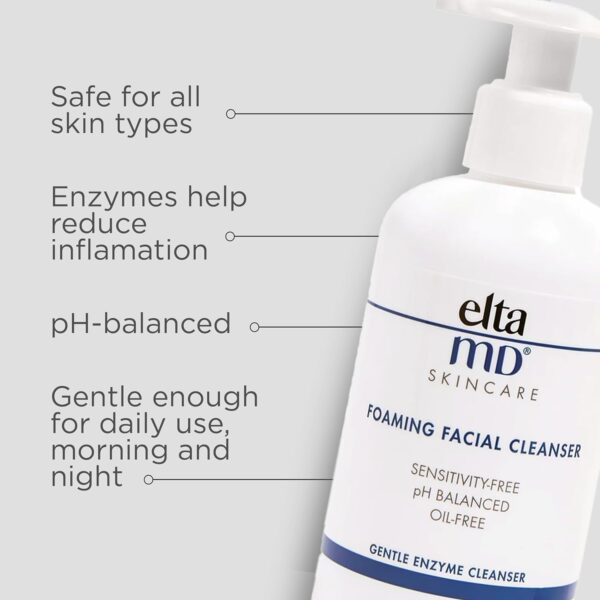 EltaMD Foaming Facial Cleanser, Gentle Foaming Face Wash and Makeup Remover, Oil Free Face Wash, 7 oz Pump - Image 4
