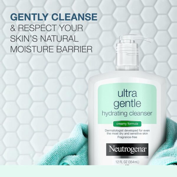 Neutrogena Ultra Gentle Hydrating Facial Cleanser, Non-Foaming Face Wash for Sensitive Skin, - Image 4