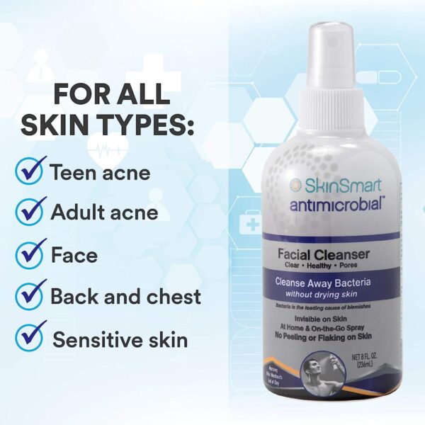 SkinSmart Facial Cleanser for Acne, Targets Bacteria for Active Teenage Athletes Post Workout and Adult Acne, 8 oz - Image 3