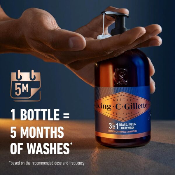 King C. Gillette Beard Wash, Mens Face Wash, 11 oz, Infused with Argan Oil and Avocado Oil to Cleanse Hair and Skin - Image 5