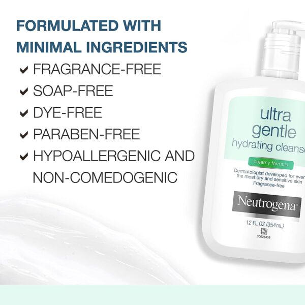 Neutrogena Ultra Gentle Hydrating Facial Cleanser, Non-Foaming Face Wash for Sensitive Skin, - Image 6