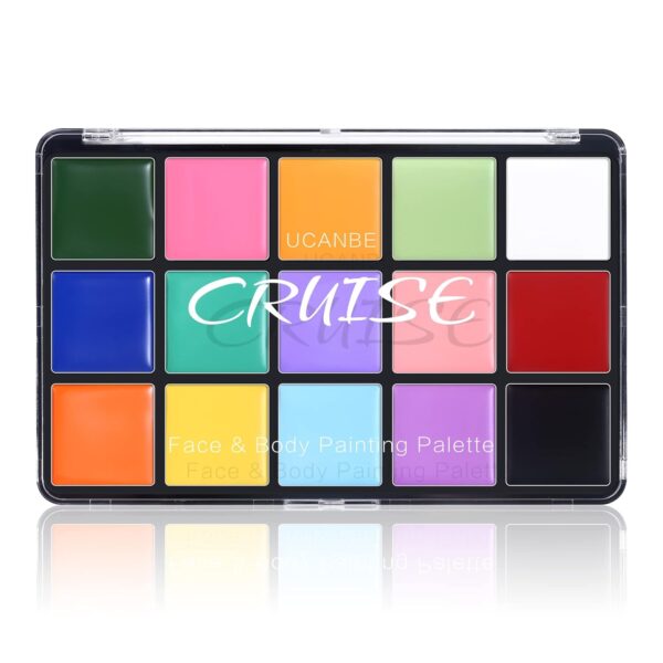 UCANBE Face Body Paint Oil, Professional 15 Colors FX Makeup Palette- Non Toxic Hypoallergenic Safe Facepaint for Halloween, Cosplay Costumes, Parties and Festivals