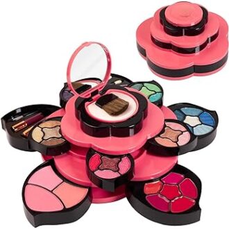 Toysical Makeup Kit for Teens - Flower Makeup Palette Gift Set for Teen Girls and Women - Makeup for Girls 10-12 - Petals Expand to 3 Tiers - Variety Shade Array - Full Starter Kit for Beginners
