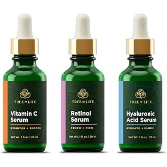 Tree of Life Facial Serum for Face, Brightening, Firming, Hydrating, Dry Skin, Dermatologist Tested - Trio Power Set