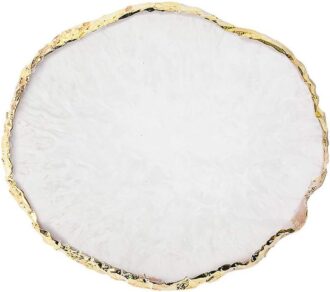 JASSINS Resin Nail Art Palette,Nail Art Painting Mixed Color Palette Gold Edge Nail Gel Color Makeup Display Board(White)