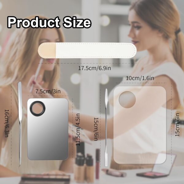 5pcs Makeup Spatula Korean Set,Including Foundation Spatula Makeup Korean Stainless Steel Makeup Palette Acrylic Cosmetic Palette,Makeup Mixing Palettes Cosmetic Spatula Tool - Image 3