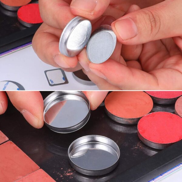 Sumind 101 Pieces Metal Stickers for Eyeshadow Palette Set, Includes 1 Makeup Depotting Tool, 50 Pieces Square Adhesive Empty Palette Metal Stickers and 50 Pieces Round Makeup Colorful Palette Sticker - Image 2
