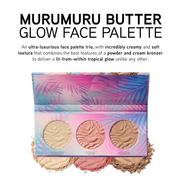 Physicians Formula Murumuru Butter Bronzer Face Powder Makeup Set, Includes Nourishing Butter Bronzer, Highlighter, Blush, Dermatologist Tested, Vegan & Cruelty-Free - Glow Face Palette - Image 3