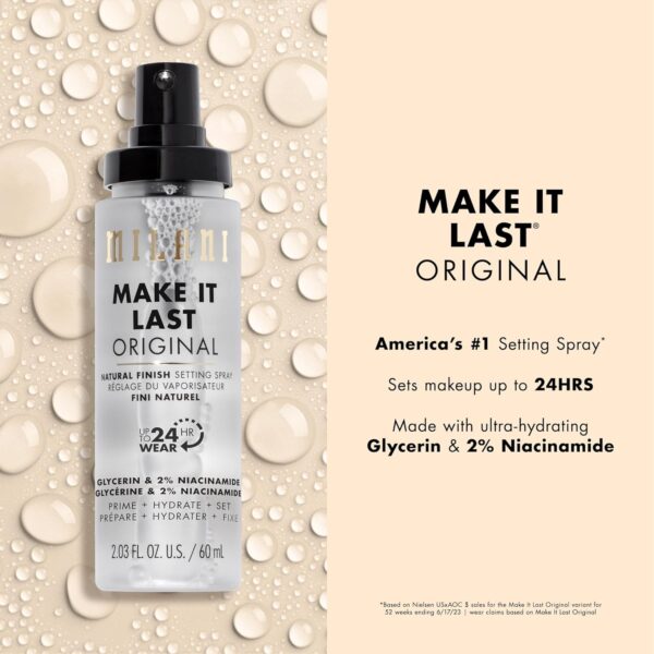 Milani Make It Last Original - Natural Finish Setting Spray 3-in-1 Setting Spray and Primer- Prime + Correct + Set Makeup Finishing Spray and Primer - Long Lasting Makeup Primer and Spray 2.03 Fl. Oz - Image 3