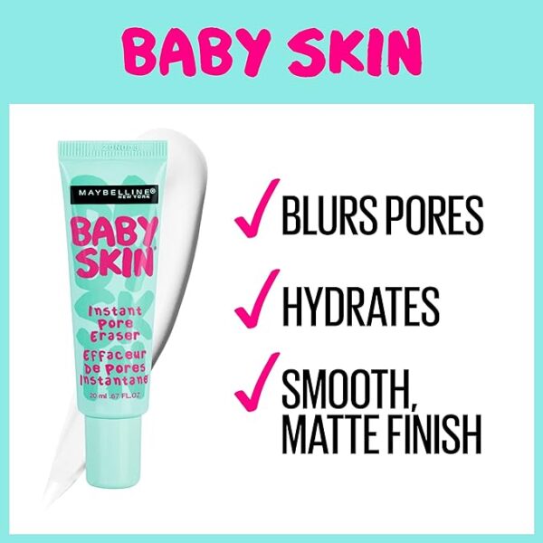 Maybelline Baby Skin Instant Pore Eraser Primer Makeup, Clear, 1 Count - Image 3