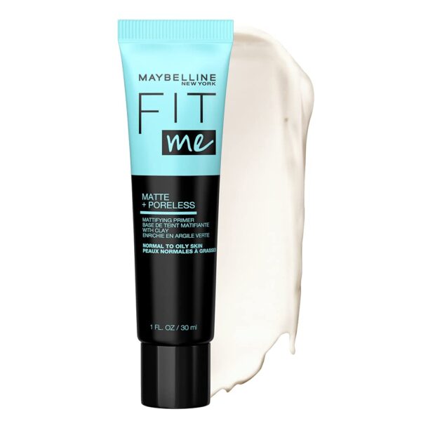 Maybelline Fit Me Matte + Poreless Mattifying Face Primer Makeup With Sunscreen, Broad Spectrum SPF 20, 16HR Wear, Shine Control, Clear, 1 Count - Image 2