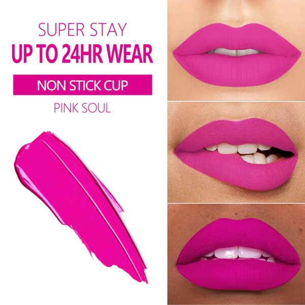 MAKI YIKA Pink Lipstick Matte for Women, Hot Pink Lipstick Long Lasting Smudge Proof Lipstick with Brush, Waterproof & Cruelty-Free Lip Gloss | PINK SOUL - Image 2