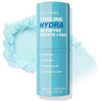 wet n wild Cooling Hydra De-Puffer, Soothing Stick with Vitamin E & Caffeine, Instant Skin Refreshments For All Skin Types, Vegan & Cruelty-Free