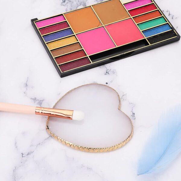 Resin Nail Art Palette Gold Edge Nail Holder Heart Shaped Color Makeup Foundation Mixing Tools Display Board Gel Nail Art Color Mixing Palette Painting Tray Manicure Tool - Image 5