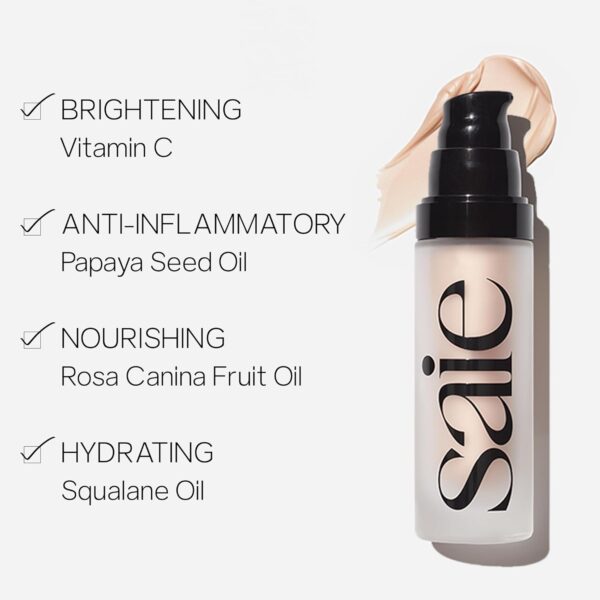 Saie Mini Glowy Super Gel Lightweight Illuminator - Luminizer + Makeup Primer for Glowing Skin - Enriched with Vitamin C + Hydrating Squalane Oil - Wear Alone or Under Makeup - Sunglow (0.5 oz) - Image 4
