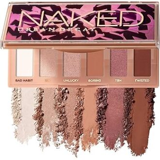 URBAN DECAY Naked Sin Mini, Soft Pink Neutral Eyeshadow Palette, Matte, Metallic, Shimmer & Glitter Finish, 6 Blush-toned Nude Eye Shadows, Travel Friendly Size, Vegan, Cruelty-free