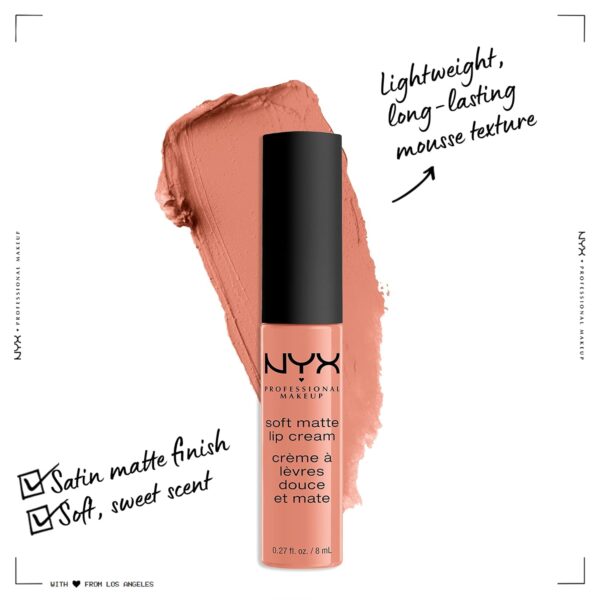 NYX PROFESSIONAL MAKEUP Soft Matte Lip Cream, Lightweight Liquid Lipstick - Cairo (Matte Pure Nude) - Image 5