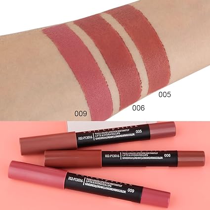 evpct 3Pcs Nude Beige Matte Lip Liner Crayon Pencil and Lipstick Set Chestnut Brown Mauve Thick Matte 24 Hour Long Lasting Waterproof Lipstick 5&6&9 - Image 4