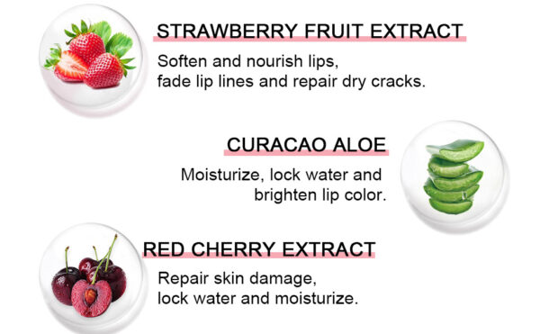 evpct 3Pcs Aloe Vera Strawberry Black Red Cherry Lip Balm Color Changing Lipstick Set PH Mood Magic Lipstick Long Lasting waterproof 24 hour labiales magicos pintalabios permanente 24 horas originales - Image 4