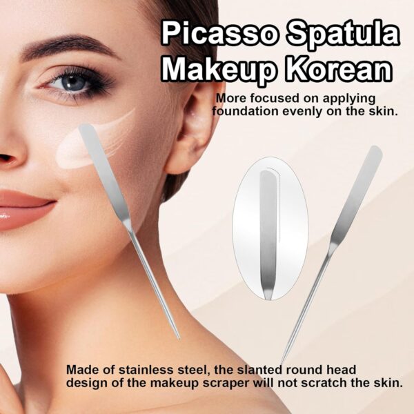 5pcs Makeup Spatula Korean Set,Including Foundation Spatula Makeup Korean Stainless Steel Makeup Palette Acrylic Cosmetic Palette,Makeup Mixing Palettes Cosmetic Spatula Tool - Image 6