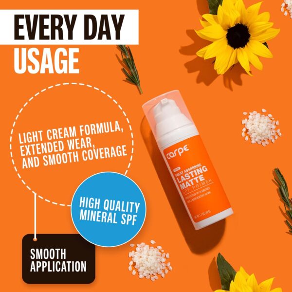 Carpe Primer Face Makeup Base ~New~ Zinc Mineral Sunscreen Face SPF 30, Lasting Matte Primer For Oily Skin And Tinted Sunscreen For Face - Image 6