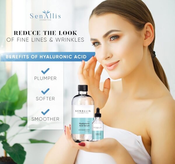 Hyaluronic Acid Serum 8 fl oz And 2 fl oz, Made From Pure Hyaluronic Acid, Anti Aging/Wrinkle, Ultra-Hydrating Moisturizer That Reduces Dry Skin Manufactured In USA - Image 6