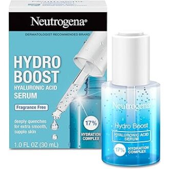 Neutrogena Hydro Boost Hyaluronic Acid Serum For Face with Vitamin B5, Lightweight Hydrating Face Serum for Dry Skin, Oil-Free, Non-Comedogenic, Fragrance Free, 1 oz