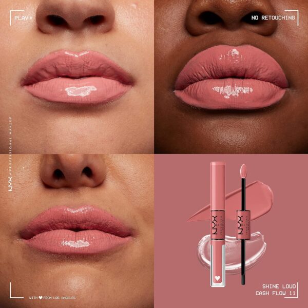 NYX PROFESSIONAL MAKEUP Shine Loud, Long-Lasting Liquid Lipstick with Clear Lip Gloss - Cash Flow (Light Dusty Rose) - Image 7