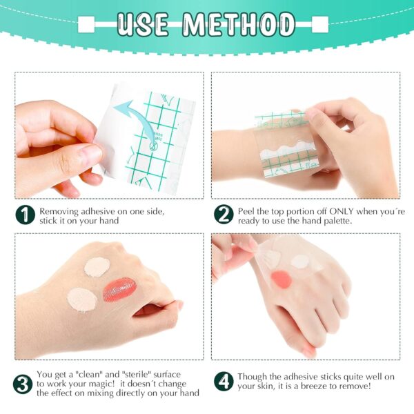 50 Pieces Hand Palette, Single Use Makeup Hand Palette Disposable Adhesive Palettes Cosmetic Makeup Palette for Every Makeup Artist (2.4 x 2.4 Inch) - Image 6