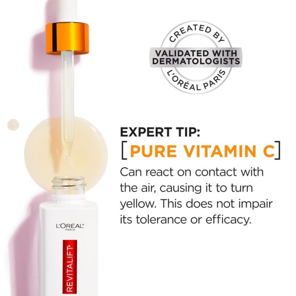 L'Oreal Paris Revitalift 12% Pure Vitamin C Serum, Vitamin E, Salicylic Acid, Brightening 1 oz + Moisturizer Sample - Image 7